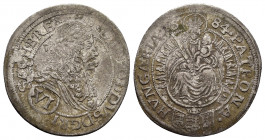 AUSTRIA.Holy Roman Empire.Leopold I.(1657-1705 AD.1684).Kreuzer.

Obv : LEOPOLDVSDGRI SAGHBREX.

Rev : PATRONA -HVNGARIÆ 16 84.

Condition : Very fine...