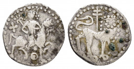 CILICIAN ARMENIA.Levon II.(1270-1289).Half Tram.

Obv : Levon, with head facing and holding lis-tipped sceptre, on horse prancing right, star to left,...