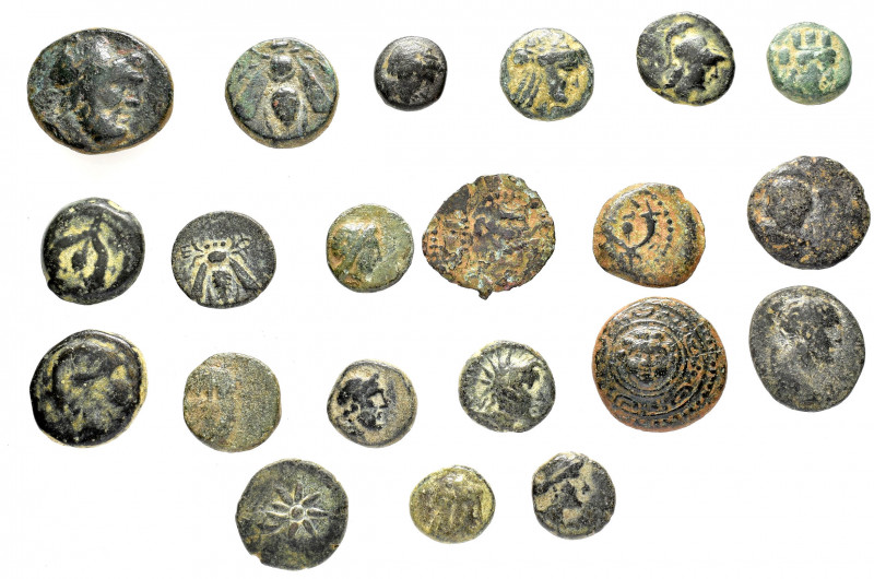 21 GREEK BRONZE COINS.SOLD AS SEEN. NO RETURN.