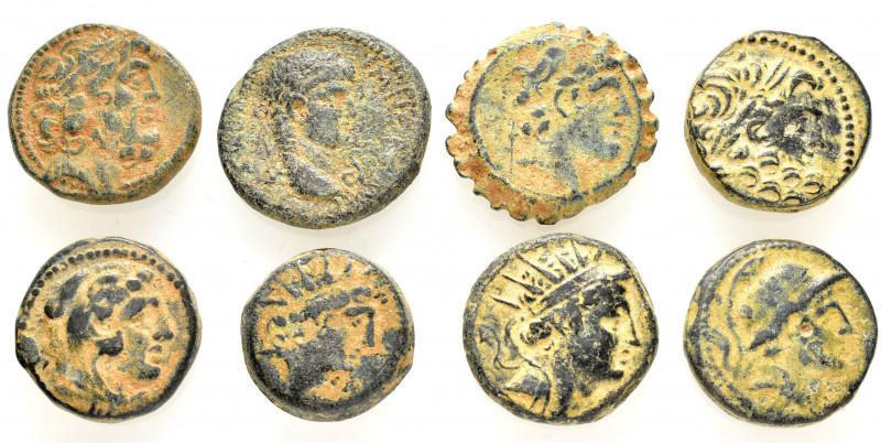 8 GREEK BRONZE COINS.SOLD AS SEEN. NO RETURN.