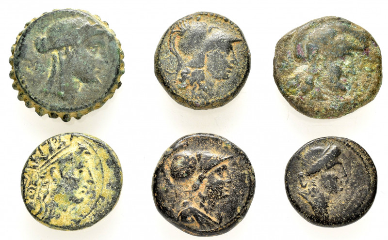 6 GREEK BRONZE COINS.SOLD AS SEEN. NO RETURN.