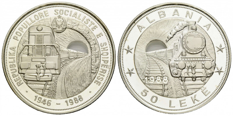 Republik, seit 1946 50 Leke 1988. 65 mm. Silber / Silver 0.925. In Kapsel / In c...