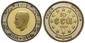 Königreich
Baudouin, 1951-1993 10 Ecu 1990. 22 mm. Gold Zentrum / Gold Center 0.900 (3.46g, 1/10 Unze / Oz), Silberring / Silver ring 0.833 (1.84g). ...