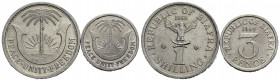 Republik, 1967-1970
 1969. Aluminium. 1. 17.5 mm. 3 Pence 1969, 0.8 g. 2. 23.5 mm. 1 Shilling 1969, 1.7 g. KM 1, KM 2. 2 Expl. Selten / Rare. Sehr sc...