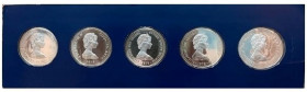 Original-Proofsatz / Original proof set 1978. Silber / Silver 0.925 (5 Münzen / 5 coins). THE CORONATION JUBILEE CROWN COINS. 1953-1978 (Elizabeth II)...