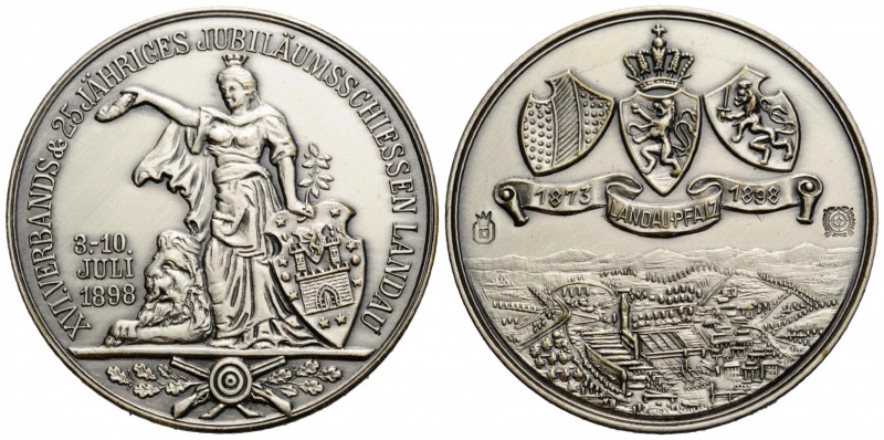 Landau
 Versilberte Medaille / Silvered medal 1898. 40.0 mm. auf das XVI Verban...