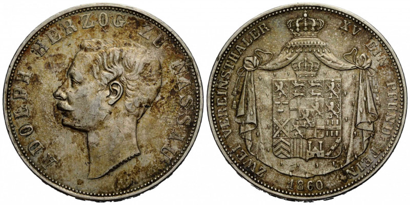 Nassau, Herzogtum
Adolph, 1839-1866 Doppelter Vereinstaler / Double Vereinsthal...
