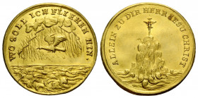 Medaillen / Medals Miscellanea
Religion Goldmedaille / Gold Medal o. J. / ND. 21.7 mm. Gold. Dukatengewicht. Vs. WO SOLL ICH FLIEHEN HIN, Vogel flieg...