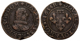 Dombes, Herzogtum
Gaston d'Orléons, 1627-1652 Double Tournois 1634 R. 20.5 mm. Kupfer / Copper. 3.07 g. Randfehler, schön / Edge nicks, fine.