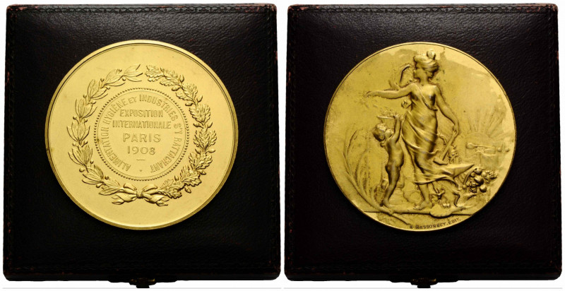 Paris
 Vergoldete Kupfermedaille / Gilt copper medal 1908. 57.7 mm. medaille en...