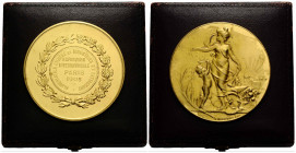 Paris
 Vergoldete Kupfermedaille / Gilt copper medal 1908. 57.7 mm. medaille en cuivre couleur or "Exposition International 1908 de alimentation hygi...
