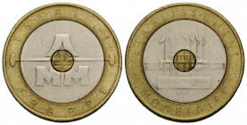 20 Francs o. J. / ND. Trimetallic. A MM. PESSAC. P.E. ESSAI DE FRAPPE / Probe / Prova / Trial (Zirkuliert / Circulated). GEM 214.4. 9.00 g. Schön / Fi...
