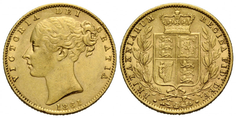 Königreich / Kingdom
Victoria, 1837-1901 Fine Sovereign 1861. 22 mm. Gold 0.917...