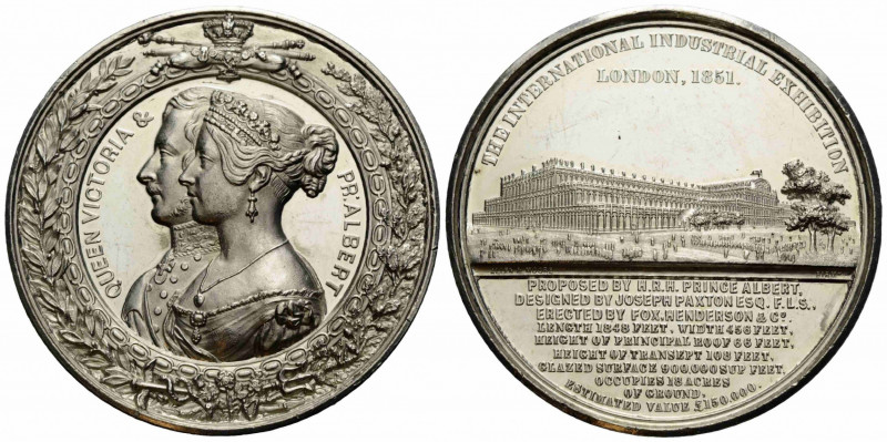 1851. 51.1 mm. Zinnmedaille / Tin medal. QUEEN VICTORIA & PR: ALBERT. Portraits....