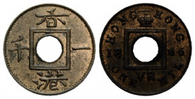 Victoria, 1842-1901 1 Mil (Cash) 1866. 15.4 mm. VR. (1/1000 Dollar / Yuan). KM 3. 1.00 g. Vorzüglich / Extremely fine.