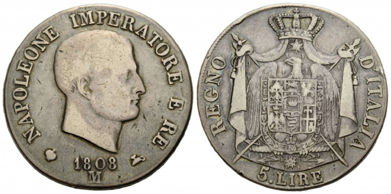 Königreich / Kingdom
Napoleone I. 1805-1814 5 Lire 1808 M. 36.3 mm. Silber / Si...