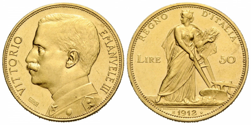 Königreich / Kingdom
Vittorio Emanuele III. 1900-1946 50 Lire 1912 28.0 mm. Gol...