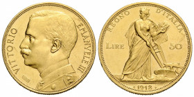 Königreich / Kingdom
Vittorio Emanuele III. 1900-1946 50 Lire 1912 28.0 mm. Gold. Büste Viktor Emanuel III. / Uniformed bust of Victor Emmanuel III ....