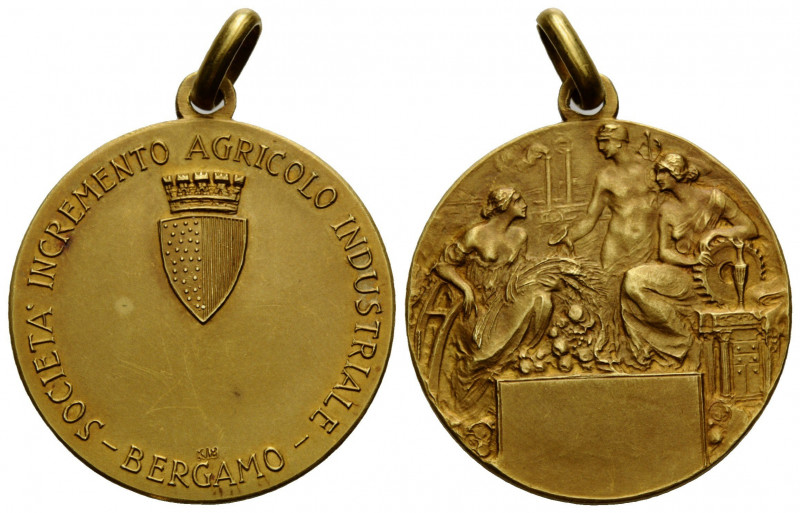 Bergamo
 Goldmedaille / Gold medal o.J. / ND. 26.2 mm. Stempel "18K". Preismeda...