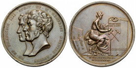 Modena
Francesco IV. 1814-1846 Bronzemedaille / Bronze medal / medaglia di bronzo 1831. 41.8 mm. Auf die Unterdrückung der Revolution in Modena und d...