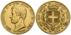 Savoyen / Sardinien
Carlo Alberto, 1831-1849 100 Lire 1836 Genua / Genoa, Mzst. 34.1 mm. Gold 0.900. KM 133. Friedberg 1139. 32.22 g. Randschläge, sc...