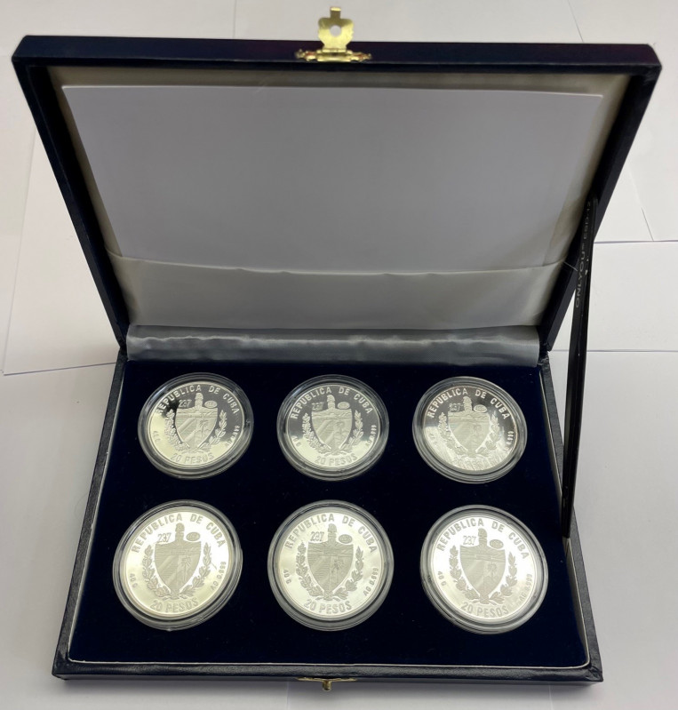 Republik
 20 Pesos 1996. Silber / Silver 0.999 à 40 g. 6 Münzen / 6 coins. Kari...