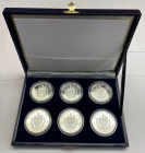 Republik
 20 Pesos 1996. Silber / Silver 0.999 à 40 g. 6 Münzen / 6 coins. Karibik-Fauna / Caribbean Fauna. In Kapseln mit Zertifikat und Originaletu...