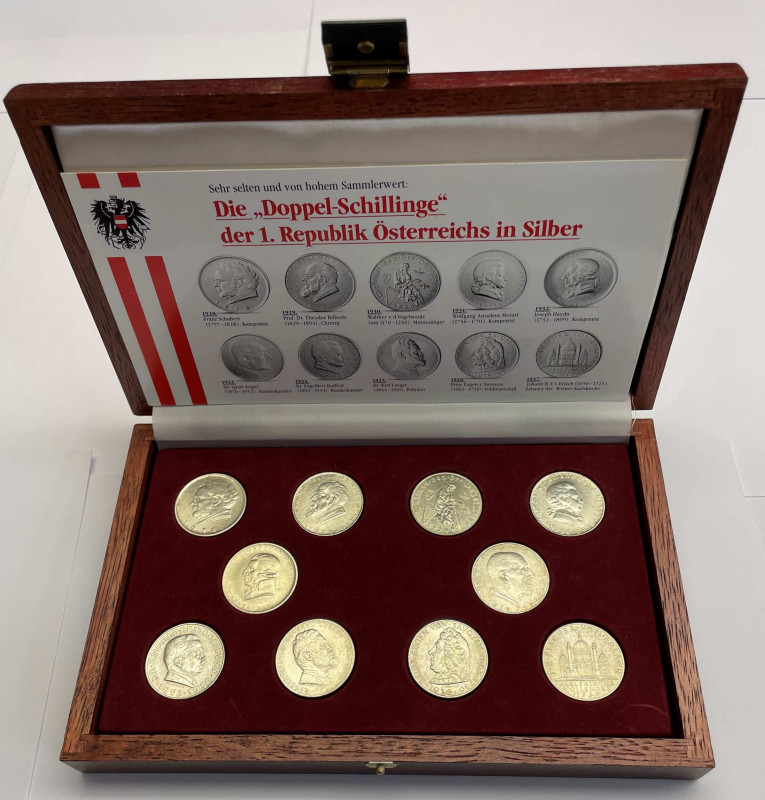 I. Republik. 1918-1938 Set Doppel-Schillinge 1928 - 1937 29.4 mm. 12 g. Silber /...