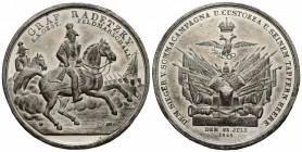 Medaillen / Medals
Franz Joseph I. 1848-1916 Zinnmedaille / Tin medal 1848. 40.8 mm. GRAF RADETZKY, K. K. OEST. FELDMARSCHALL. Rv. DEM SIEGER V. SOMM...