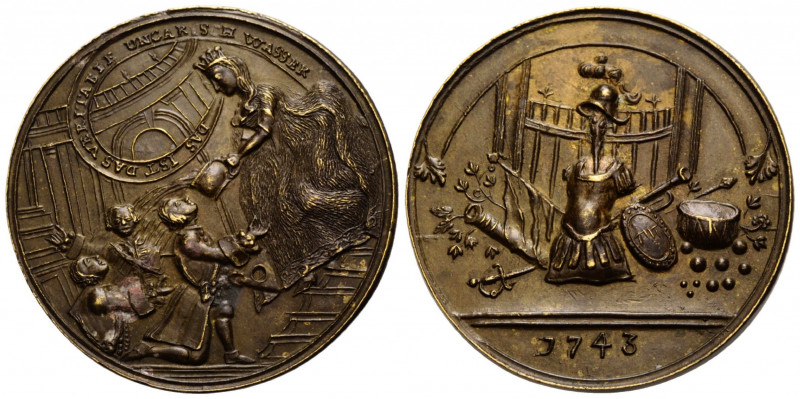 Medaillen / Medals
 Bronzemedaille / Bronze medal 1743. 37.9 mm. Satirische Bro...