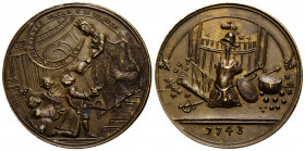 Medaillen / Medals
 Bronzemedaille / Bronze medal 1743. 37.9 mm. Satirische Bronzemedaille. unsigniert. auf die Huldigung der bayerischen und oberpfä...