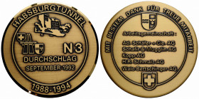 Aargau
 Bronzemedaille / Bronze medal 1994. 58.9 mm. Vs. / Obv. HABSBURGTUNNEL. N3 DURCHSCHLAG SEPTEMBER 1992. 1988-1994. Rs. MIT BESTEM DANK FÜR TRE...