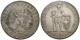 Appenzell Ausserrhoden
 4 Franken 1816 Bern. 39.9 mm. Halbkanton / half-canton. Neutaler Silber / Silver new thaler 4 francs. HMZ 2-28b. 29.05 g. Sel...