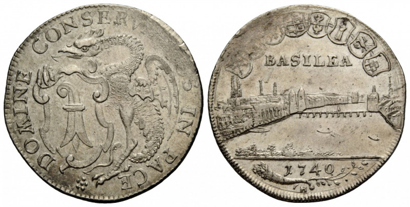 Basel / Basle Stadt / City
 Vierteltaler / 1/4 Thaler 1740. 28.6 mm. Basilisk m...