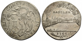 Basel / Basle Stadt / City
 Vierteltaler / 1/4 Thaler 1740. 28.6 mm. Basilisk mit grossem geschweiftem Wappen / Dragon and cout of arms. Rv. Basilea....