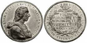 Basel / Basle Medaille
 Zinnmedaille / Tin medal 1767. 38.8 mm. IOH BERNOULLI II LASIL. I. U. D. MATH. P. N. MDCCX. Rv. IOHANNI EMANUELI DANIELI NICO...