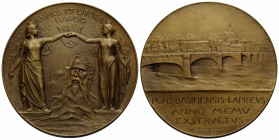 Basel / Basle
 Bronzemedaille / Bronze medal 1905. 60.8 mm. Vs. ANIMOS ET LITORA. IVNGO. Zwei Frauen geben sich die Hand, dahinter Kantonswappen. Dar...