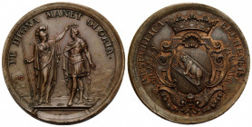 Bern / Berne Stadt und Kanton / City and canton
 Kupfermedaille / Copper medal o.J. / ND. 47.43 mm. Für Militär-Verdienste. Gekröntes ovales Wappen R...