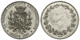 Bern / Berne
 Zinnmedaille / Tin medal 1857. 28 mm. Vs. LA PAROISSE CATHOLIQUE RECONNOISSANTE. BERNE 1857. Wappen / Obv. Coat of arms. Rs. Eichenkran...