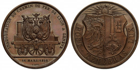 Genf / Geneva / Genève
 Kupfermedaille / Copper medal 1858. 48 mm. Auf die Einweihung der Eisenbahnstrecke Lyon-Genf / To the inauguration of the Lyo...