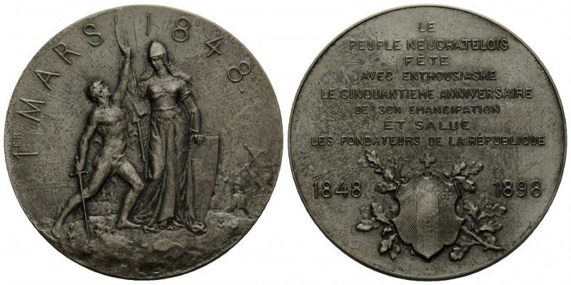 Neuenburg / Neuchâtel
 Silbermedaille / Silver medal 1898. 43.2 mm. Neuchâtel. ...