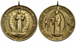 Schwyz Einsiedeln, Abtei
 Goldmedaille / Gold medal o.J. / ND. 32.1 mm. Gold 0.500. Heiliger Meinrad / Saint Meinrad.Pilgermedaille. 11.80 g. Leicht ...