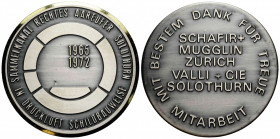 Solothurn
 Versilberte Meadaille/ Silver plated medal 1972. 60 mm. Vs. / Obv. IN SAMMELKANAL RECHTES AAREUFER SOLOTHURN. IN DRUCKLUFT SCHILDBAUWEISE....