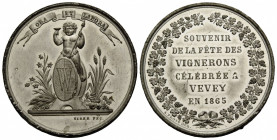 Waadt / Vaud
 Zinnmedaille / Tin medal 1865. 42.1 mm. Fête des Vignerons / Fest der Winzer / Winegrowers' Festival. Lavanchy 186. 28.50 g. Sehr schön...