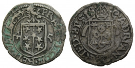 Wallis / Valais Sitten, Bistum
Adrian III. von Riedmatten, 1640-1646 Halbbatzen 1645. 20.6 mm. Billion. HMZ 2-1058b. 1.63 g. Schön / Fine.