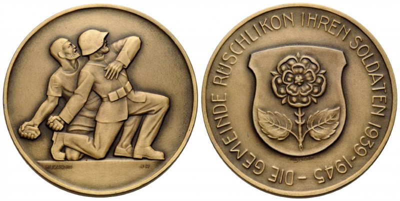 Zürich / Zurich
 Bronzemedaille / Bronze medal o. J. / ND. 50.1 mm. Vs. Zwei So...