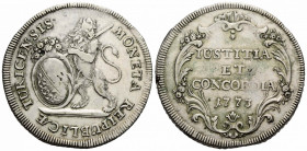 Zürich / Zurich
 Taler 1773. 41.0 mm. Silber / Silver Zurich thaler. Obv. Moneta Reipublicae Turicensis. Rv. IUSTITIA ET CONCORDIA 1773. Stempel von ...