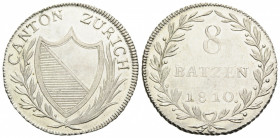 Zürich / Zurich
 8 Batzen 1810. 29.6 mm. Silber / Silver. HMZ 2-1175a. 7.30 g. Vorzüglich / Extremely fine.