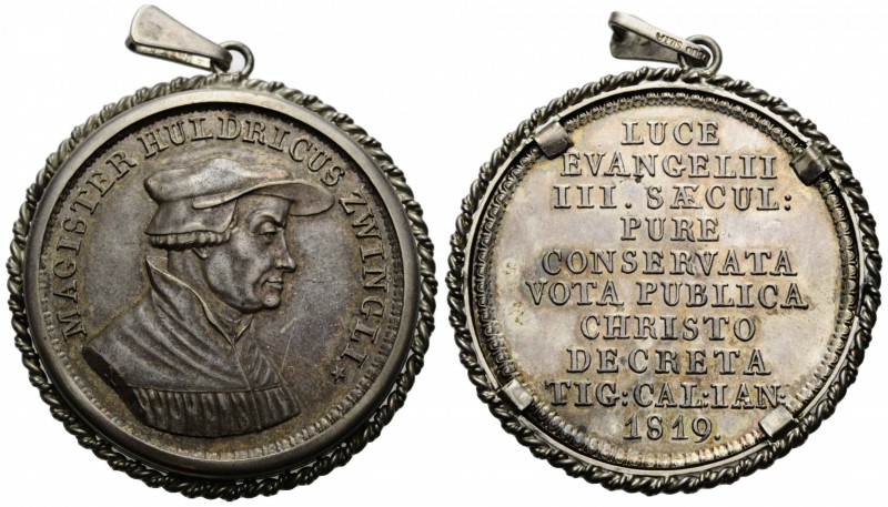 Zürich / Zurich
 Silbermedaille / Silver medal 1819. 42 mm. Zwingli-Medaille. A...