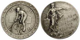 Zürich / Zurich
Silbermedaille / Silver medal 1918. 30 mm. Ag 0.800. Velo-, Fahrrad Sport / Bike Sport. Vs. V.-C. Oerlikon Clubmeisterschaft 1918 III...